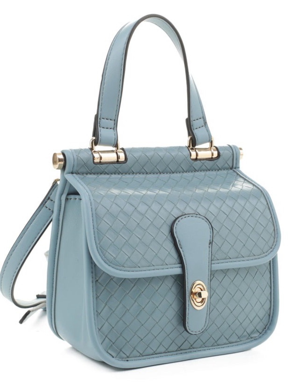 Classic Woven Top-Handle Crossbody Bag in Light Blue